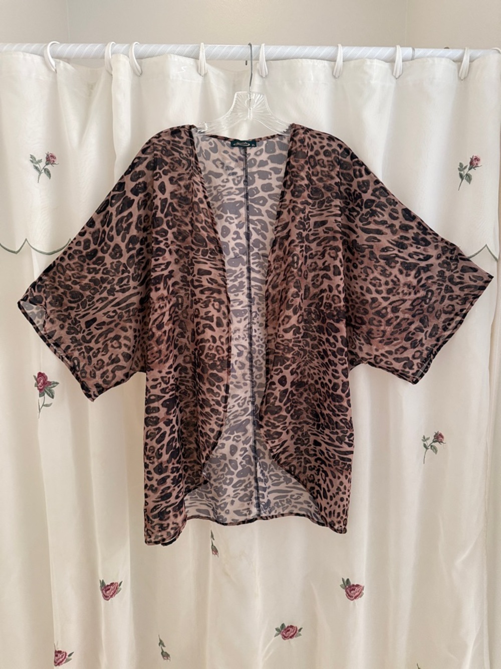 Leopard Print Sheer Swim Coverup - Brown